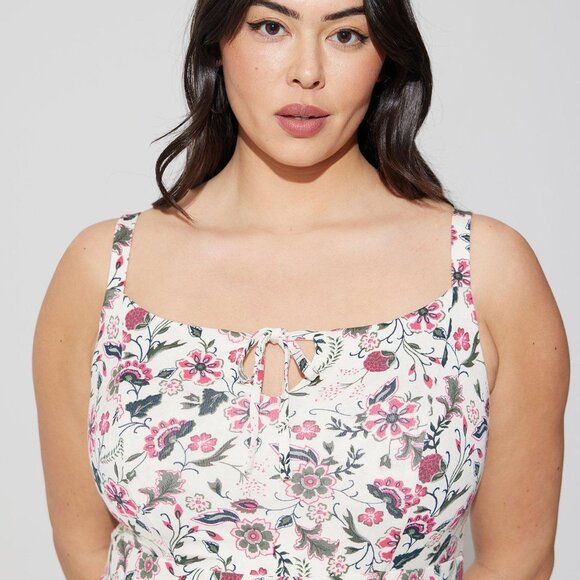 Torrid Midi Supersoft Tiered Tie Front Dress- NWT Size 1 - Picture 3 of 6